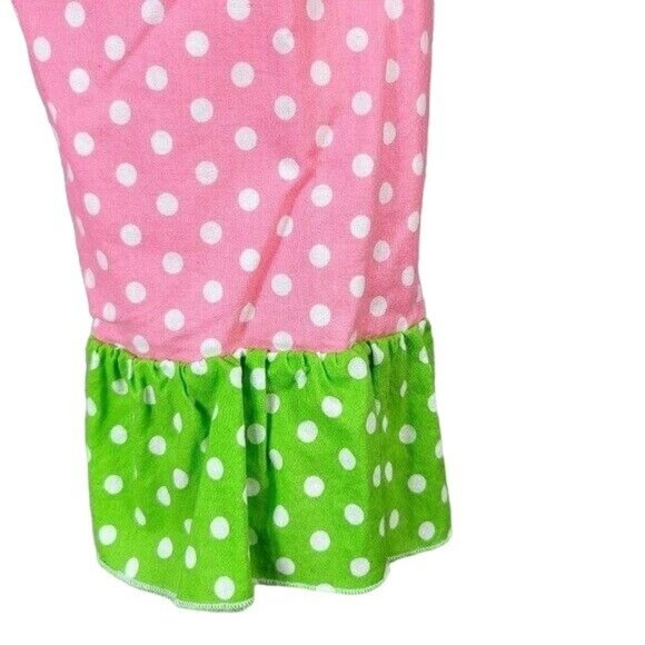 Girls Ruffle Pants Pink Size 7 White Green Lined Polka Dot Full Length Pull On - Picture 3 of 6